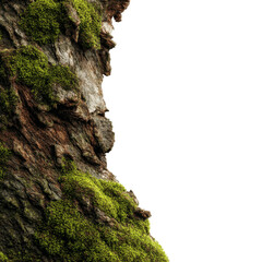 Mossy Tree Bark Texture - Nature Transparent background with Copy Space