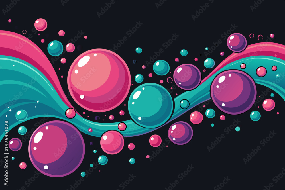 Aufkleber create a vector illustration of abstract liquid shapes in bold pink and teal, showcasing fluidity an