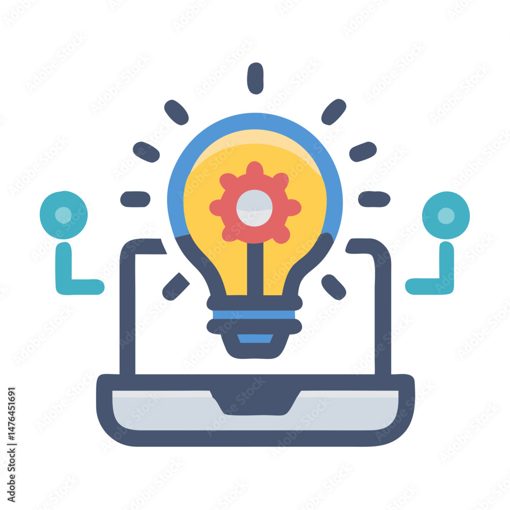 Poster tech innovation icon for effective problem solving