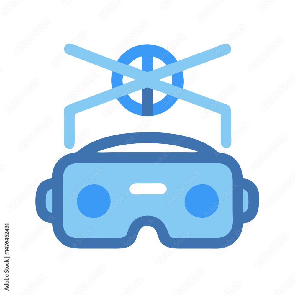 Poster virtual reality hub icon for interactive learning