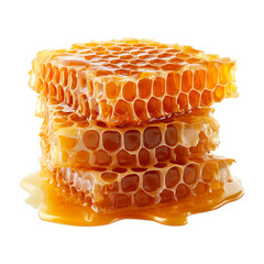 The overlapping honey wax pieces are isolated on a transparent background