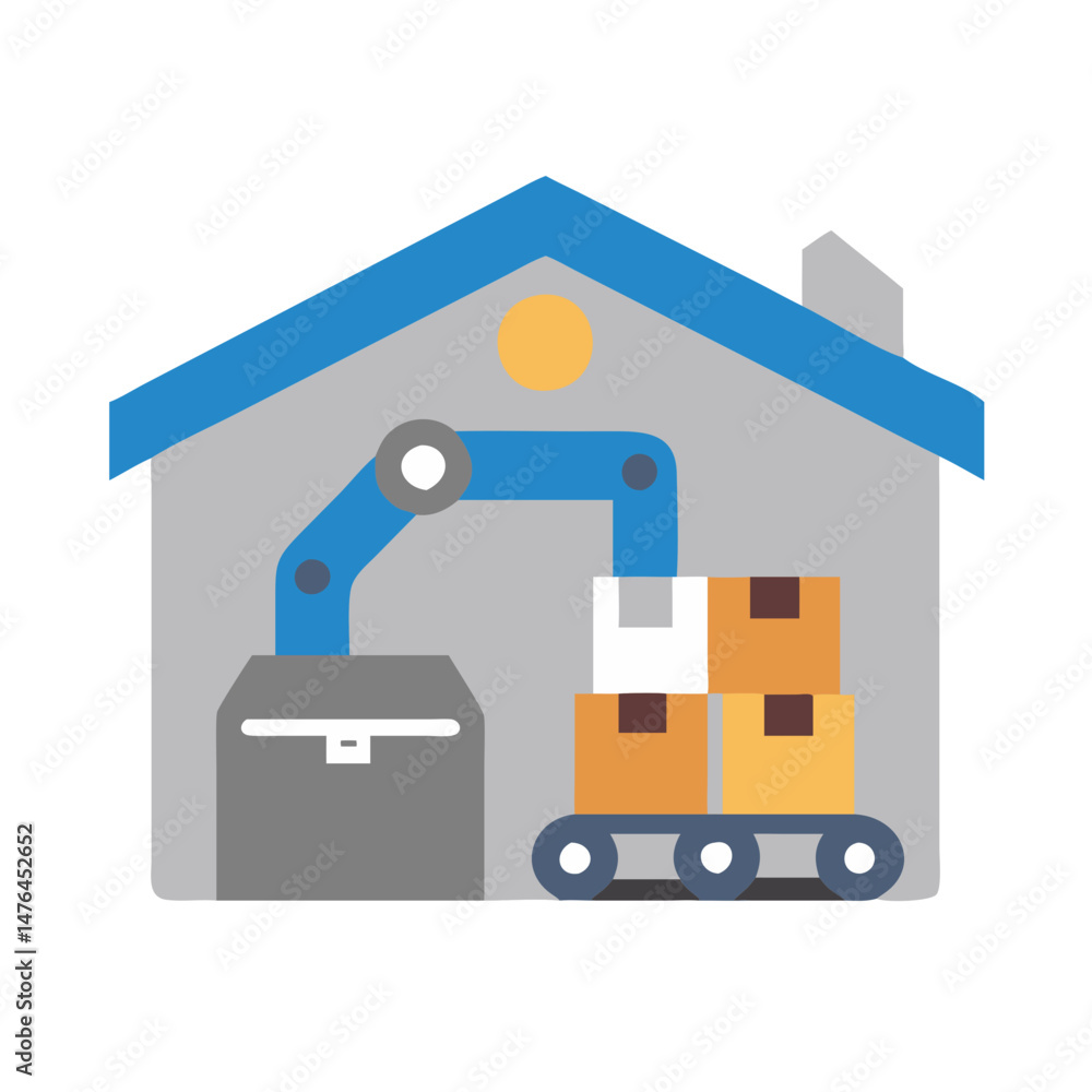 Poster warehouse robotics icon for automated logistics
