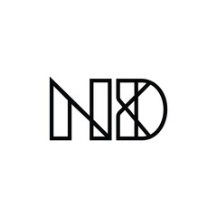ND monogram logo design letter text name symbol monochrome logotype alphabet character simple logo