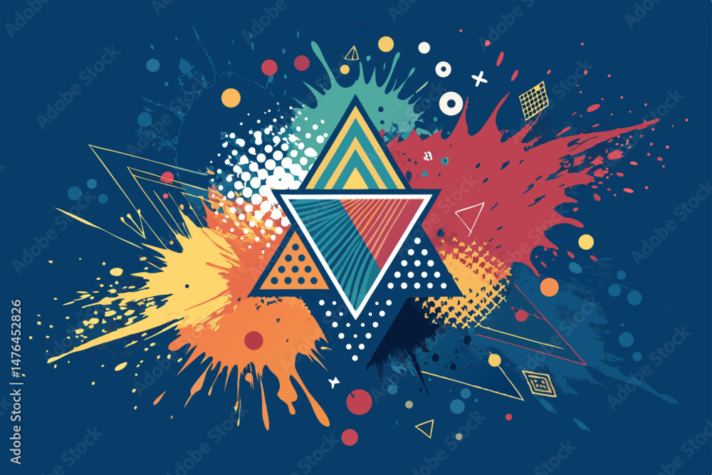 Poster create a bold, abstract vector artwork featuring vibrant paint splatters and dynamic brushstrokes. t