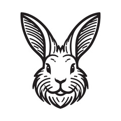 Line art of smiling rabbit face logo cartoon vector