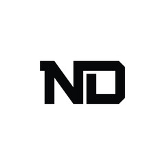 ND monogram logo design letter text name symbol monochrome logotype alphabet character simple logo