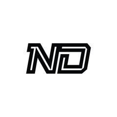 ND monogram logo design letter text name symbol monochrome logotype alphabet character simple logo