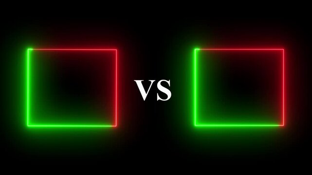 neon blue and green color v and s icon animation VS sign symbol on black background