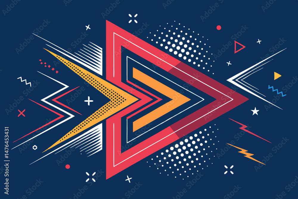 Poster create a bold, asymmetric abstract vector artwork featuring harsh, contrasting shapes and vibrant co
