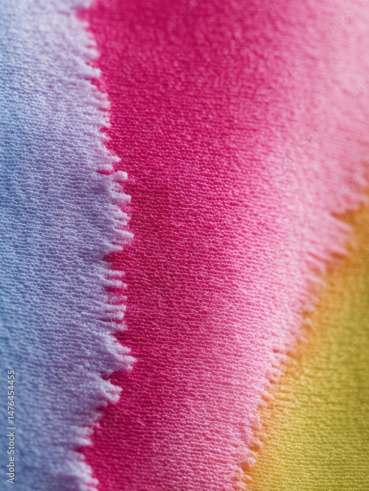 Poster soft fabric texture macro study of leggings showcasing a vivid gradient transition from blue to pink