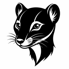 Weasel head silhouette vector black on white backgroundx7wwett