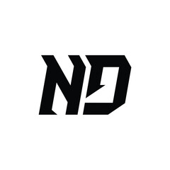 ND monogram logo design letter text name symbol monochrome logotype alphabet character simple logo