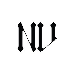 ND monogram logo design letter text name symbol monochrome logotype alphabet character simple logo