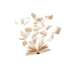 Open Book with Pages Flying in the Air - Knowledge Explosion Concept
