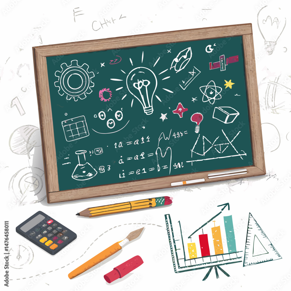 Poster create a bold, vector illustration of a textured chalkboard with visible chalk residue and crevices,