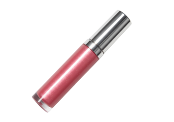 Shimmering Pink Lip Gloss High Shine LongLasting Color on Transparent background