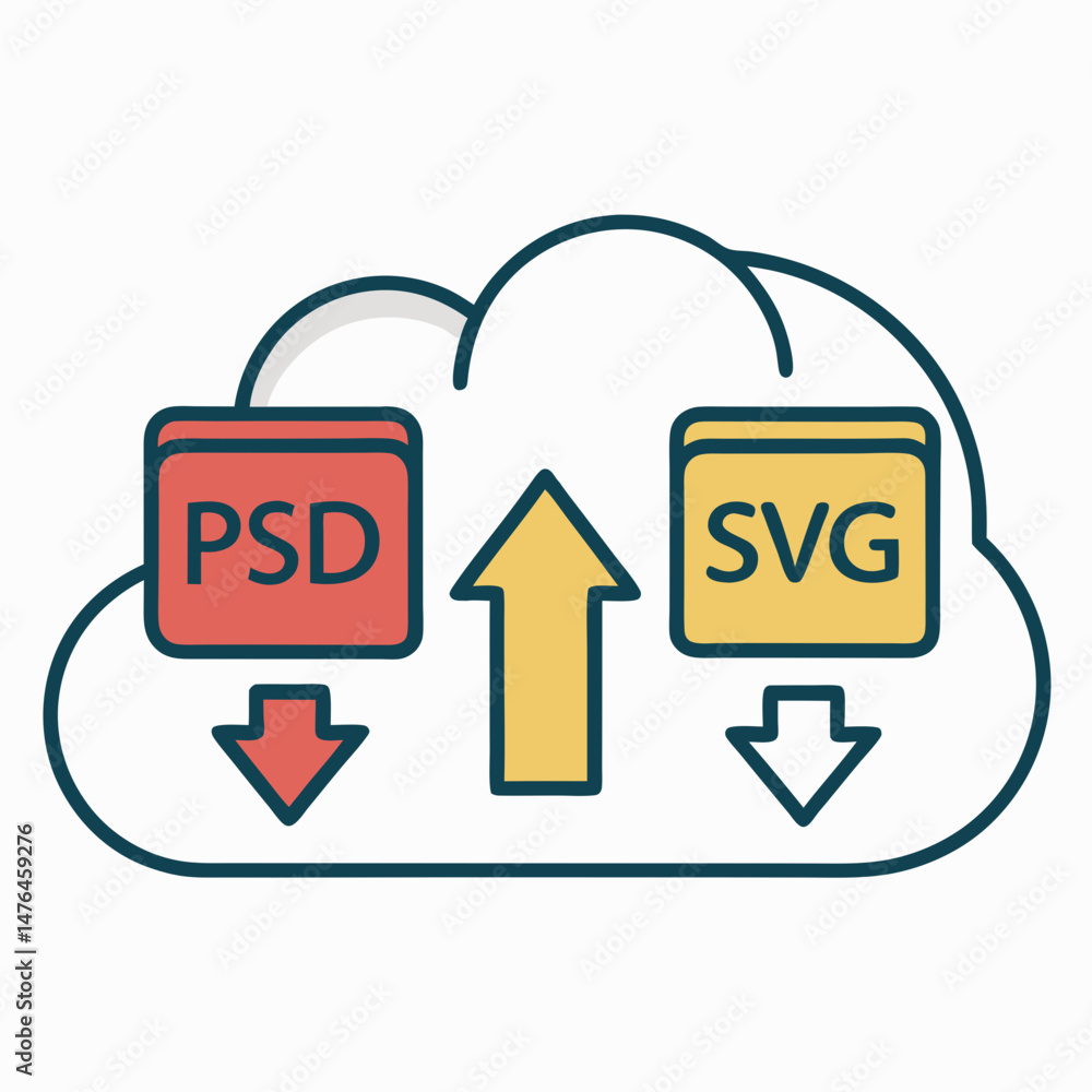 Aufkleber create a bold, vector illustration of a cloud upload icon with a thick stroke, emphasizing strong li