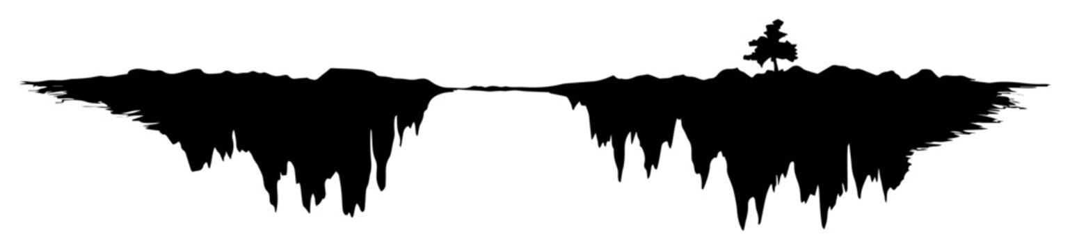 floating island silhouette with trees and cliff edges