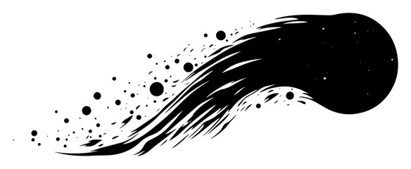 fast moving abstract shape with particles and tail silhouette vector shape © Camel