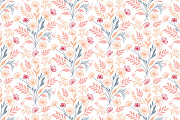 trendy floral textile sketch design, seamless one line cotton flower, outline modern print texture, stylish pillow cover fabric, nature inspired fashion wrapping paper, hand drawn textile repeat