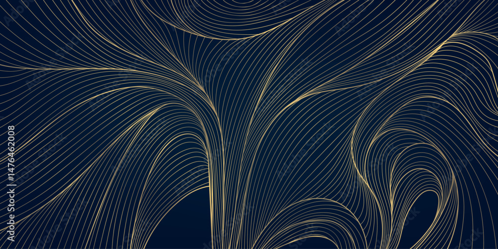Aufkleber Vector gold line abstract wave pattern, elegant flow luxury texture design, wavy element, Japanese style background. Curve premium shape.