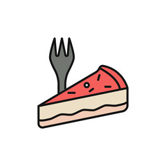 Pie Slice with Fork Icon for Dessert Presentation.