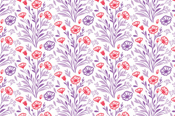 seamless fashion inspired textile, outline floral cotton flower print, sketch wrapping paper texture, one line pillow cover art, trendy repeat textile design, nature inspired stylish fabric