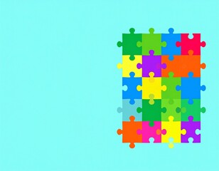 jigsaw puzzle on blue background.