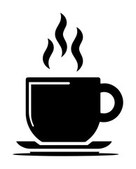 steaming coffee cup minimal silhouette vector icon