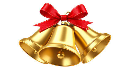 Christmas bell with red ribbon isolated on white background
