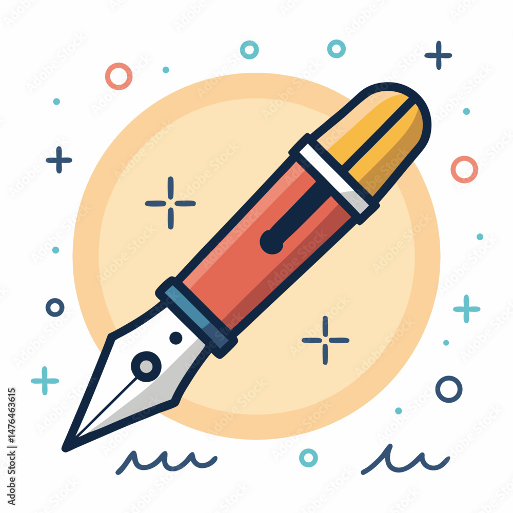 Poster create a bold vector illustration of a digital stylus pen, emphasizing strong strokes and sharp deta