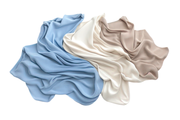 Draped fabric in three pastel colors