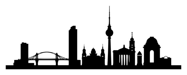 Fototapeta premium berlin skyline with famous landmarks silhouette vector illustration