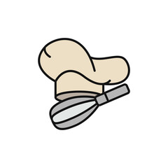 Baker’s Hat and Whisk Icon for Professional Baking.