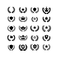 Obraz premium premium collection, premium logo, shield, star, crown, wreath, ribbon, laurel, vector icons