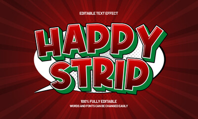 happy strip editable text effect with a comic and fun text style