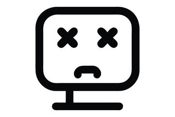 Dead Computer Icon - Minimalist Error Screen Graphic for Tech Designs
