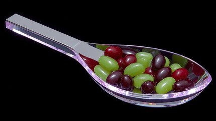 Fototapeta premium Colorful Jelly Beans in Elegant Spoon.