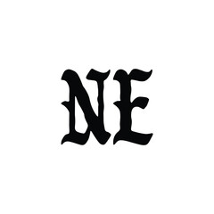 NE monogram logo design letter text name symbol monochrome logotype alphabet character simple logo