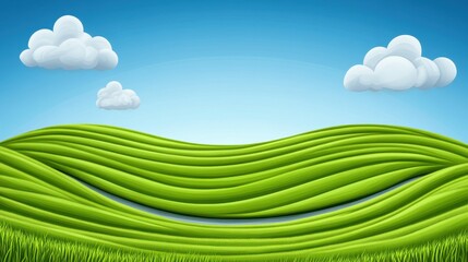 Obraz premium Vibrant Green Hills with Soft Clouds and Blue Sky Background