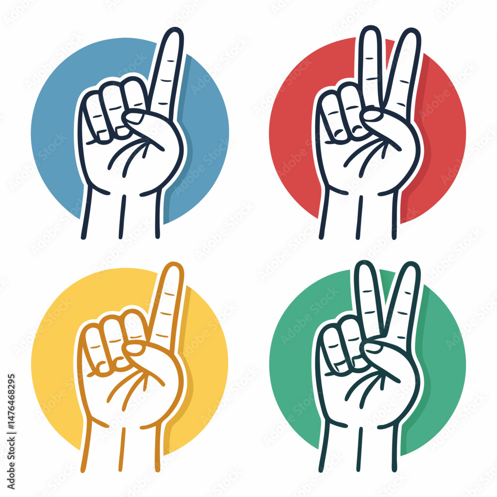 Poster design a bold, vector icon depicting a hand gesture, emphasizing strong, thick outlines. include var