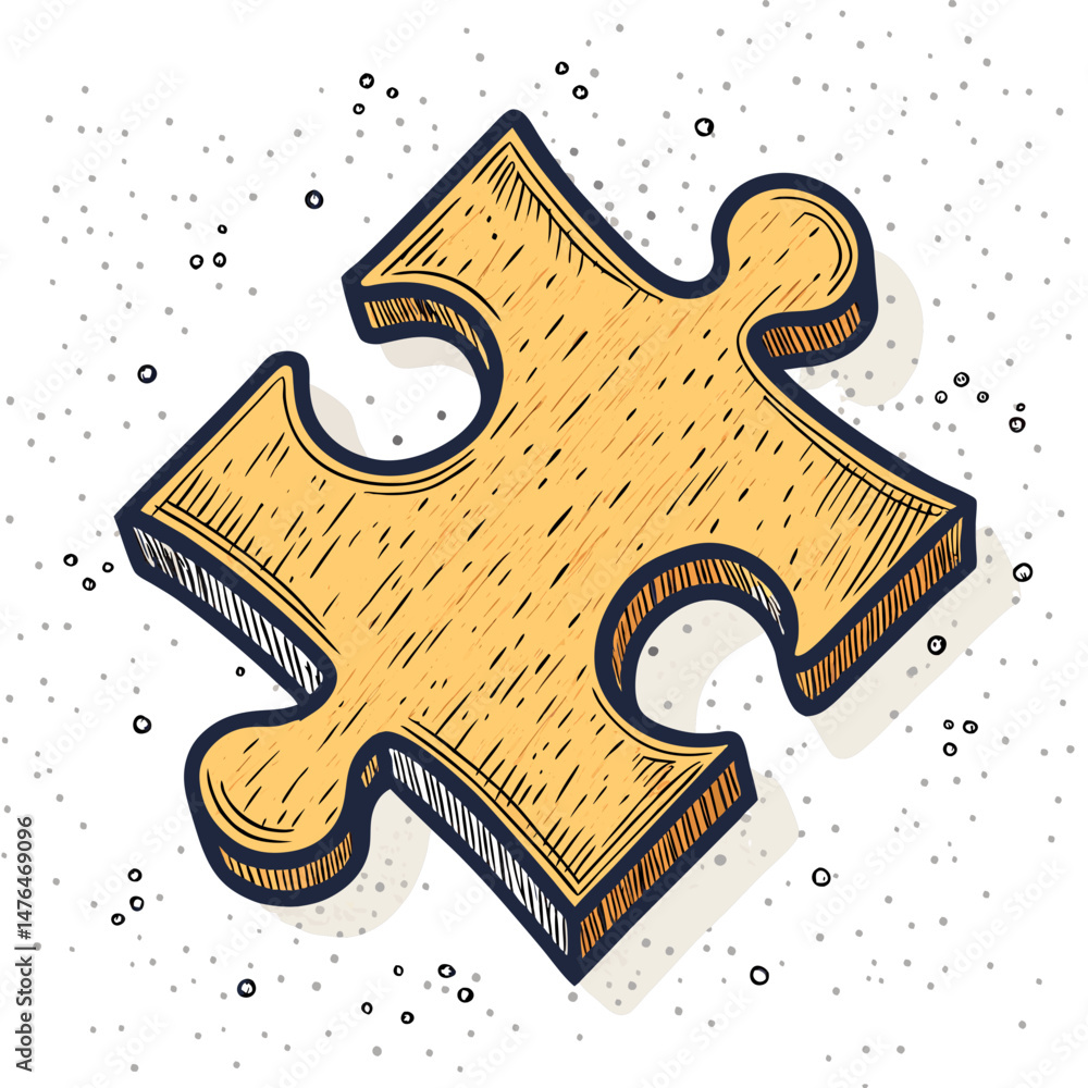 Poster design a bold, vector illustration of a single jigsaw puzzle piece with a thick, clearly defined str