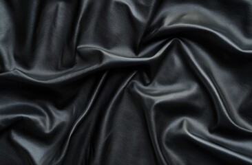 Fototapeta premium Deep charcoal grey fabric, draped in soft folds. Detailed close-up view of luxurious, smooth material
