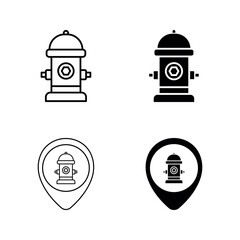 fire hydrant icon set color editable on white background