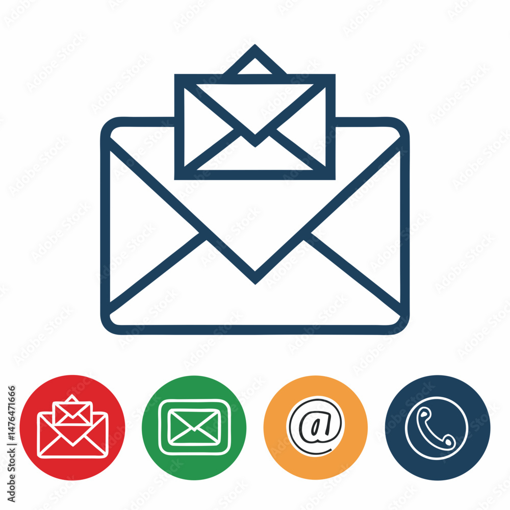 Poster design a bold, vector mail envelope icon with a thick, clearly defined stroke. ensure clean lines an