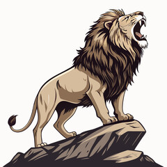 Create a vector illustration of a majestic lion standing proudly, featuring a bold, thick black stroke outline for a powerful and impactful image. © adobe1 stock