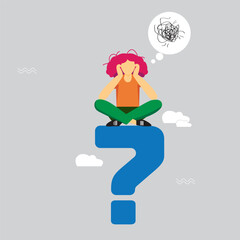 woman is confused, question icon, asking questions, making questions, for business presentations, marketing advertisements, or