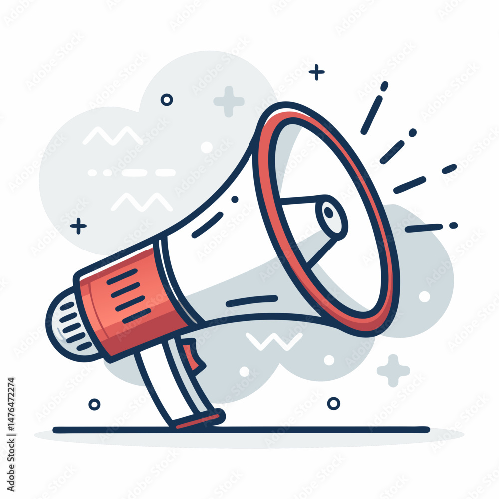 Aufkleber create a bold, vector illustration of a megaphone icon with a thick, black stroke. ensure high resol