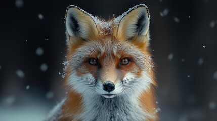Obraz premium Close-up portrait of a snowy red fox.
