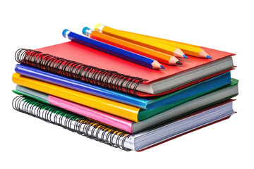 Fototapeta premium Stacked notebooks and pencils